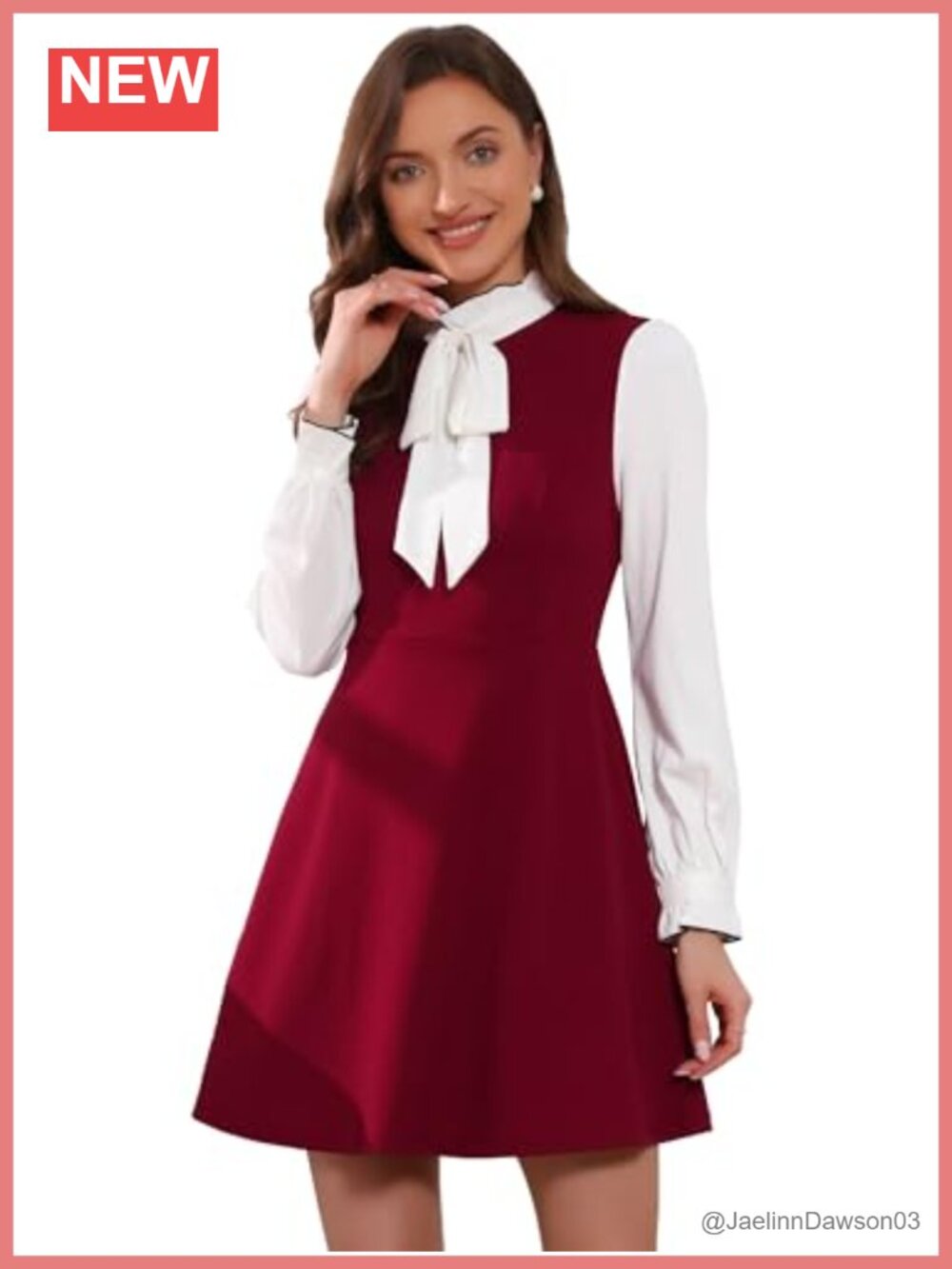 Vintage 1960s Long Sleeve A-Line Mini Dress with Ruffle Neck
